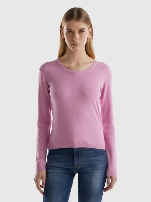 Benetton, Crew Neck Sweater In Pure Cotton, size XS, Pastel Pink, Women United Colors of Benetton