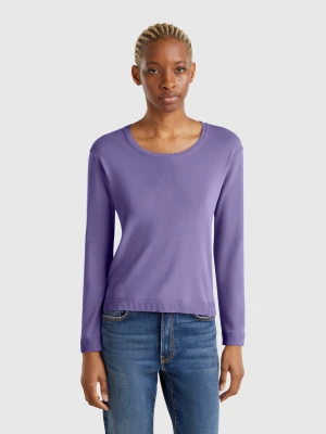 Benetton, Crew Neck Sweater In Pure Cotton, size XS, Periwinkle, Women United Colors of Benetton