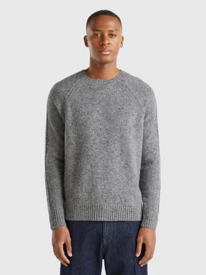 Benetton, Crew Neck Sweater In Wool Blend, size L, Gray, Men United Colors of Benetton