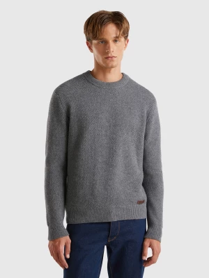 Benetton, Crew Neck Sweater In Wool Blend, size XS, Dark Gray, Men United Colors of Benetton