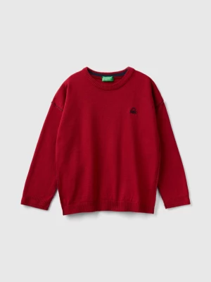 Benetton, Crew Neck Sweater With Embroidery, size 110, Red, Kids United Colors of Benetton