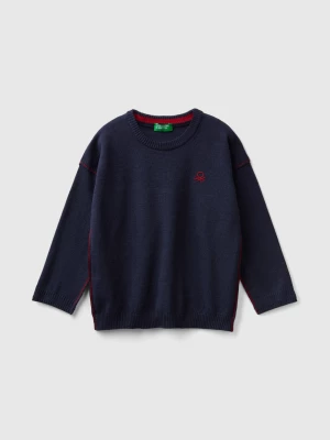 Benetton, Crew Neck Sweater With Embroidery, size 116, Dark Blue, Kids United Colors of Benetton