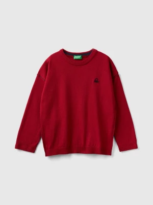 Benetton, Crew Neck Sweater With Embroidery, size 82, Red, Kids United Colors of Benetton