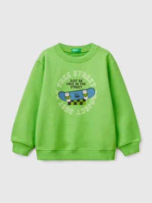 Benetton, Crew Neck Sweatshirt With Print, size 116, Green, Kids United Colors of Benetton