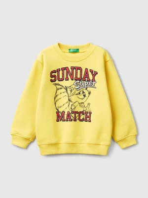 Benetton, Crew Neck Sweatshirt With Print, size 116, Yellow, Kids United Colors of Benetton