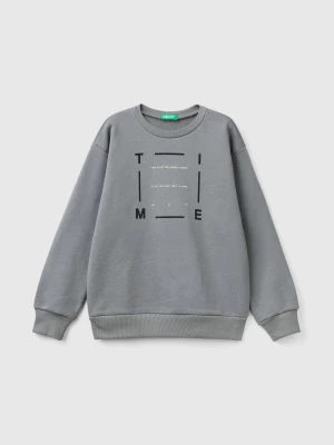 Benetton, Crew Neck Sweatshirt With Print, size XL, Dark Gray, Kids United Colors of Benetton