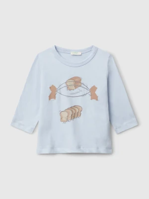 Benetton, Crew Neck T-shirt In Cotton, size 82, Sky Blue, Kids United Colors of Benetton