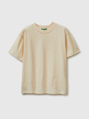 Benetton, Crew Neck T-shirt In Lightweight Cotton, Size: XS, Creamy White, Women United Colors of Benetton