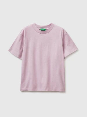 Benetton, Crew Neck T-shirt In Lightweight Cotton, Size: M, Soft Pink, Women United Colors of Benetton