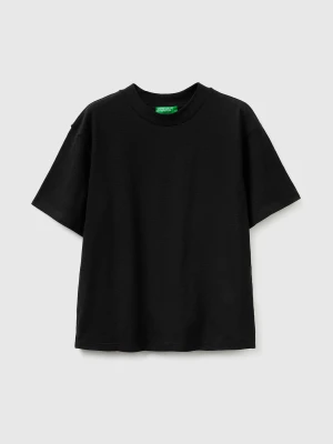 Benetton, Crew Neck T-shirt In Lightweight Cotton, Size: XXS, Black, Women United Colors of Benetton