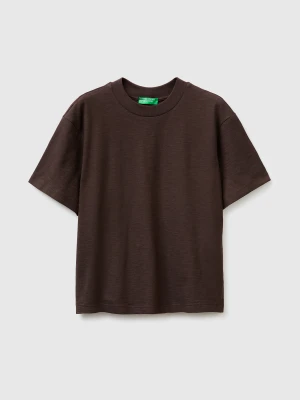 Benetton, Crew Neck T-shirt In Lightweight Cotton, Size: XXS, Brown, Women United Colors of Benetton