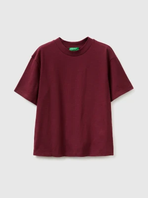 Benetton, Crew Neck T-shirt In Lightweight Cotton, Size: XXS, Plum, Women United Colors of Benetton