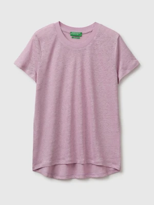 Zdjęcie produktu Benetton, Crew Neck T-shirt In Pure Linen, Pink, Women United Colors Of Benetton