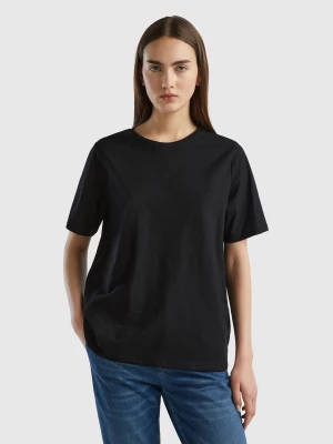 Benetton, Crew Neck T-shirt In Slub Cotton, size XXS, Black, Women United Colors of Benetton