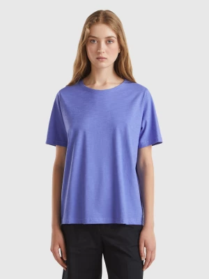 Benetton, Crew Neck T-shirt In Slub Cotton, size XXS, Periwinkle, Women United Colors of Benetton