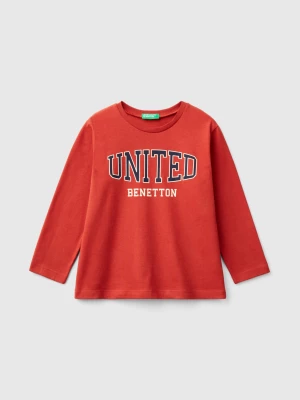 Benetton, Crew Neck T-shirt In Warm Organic Cotton, size 104, Brick Red, Kids United Colors of Benetton