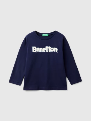 Benetton, Crew Neck T-shirt In Warm Organic Cotton, size 104, Dark Blue, Kids United Colors of Benetton