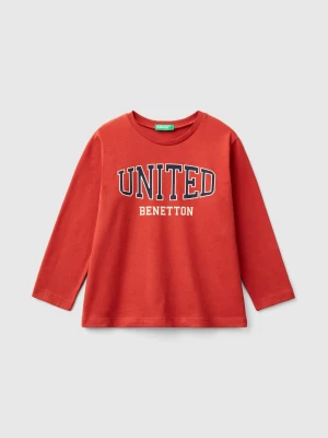 Benetton, Crew Neck T-shirt In Warm Organic Cotton, size 110, Brick Red, Kids United Colors of Benetton