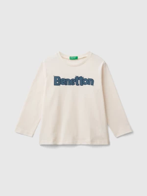 Benetton, Crew Neck T-shirt In Warm Organic Cotton, size 116, White, Kids United Colors of Benetton