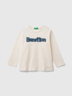 Benetton, Crew Neck T-shirt In Warm Organic Cotton, size 82, White, Kids United Colors of Benetton