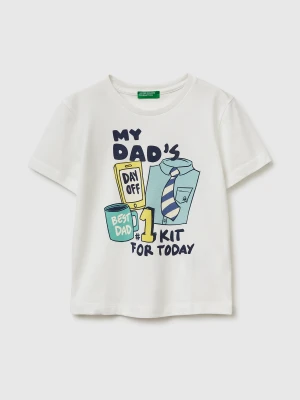 Benetton, Crew Neck T-shirt With Print, Size: 116, Creamy White, Kids United Colors of Benetton