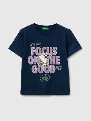 Benetton, Crew Neck T-shirt With Print, Size: 116, Dark Blue, Kids United Colors of Benetton