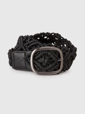 Benetton, Crochet Belt, Black, Women United Colors of Benetton