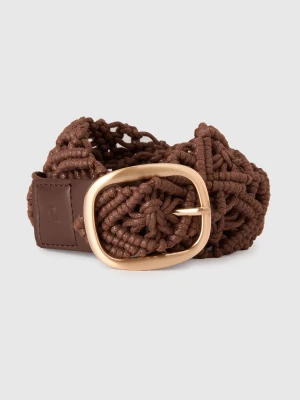Benetton, Crochet Belt, Brown, Women United Colors of Benetton