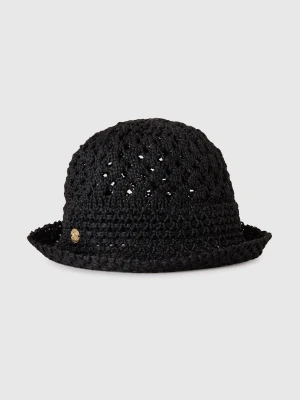 Benetton, Crochet Fisherman's Hat, Size: OS, Black, Women United Colors of Benetton