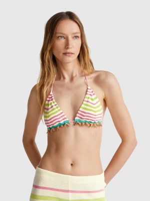 Benetton, Crochet Lace Triangle Bikini Top, size 1°, Pink, Women United Colors of Benetton