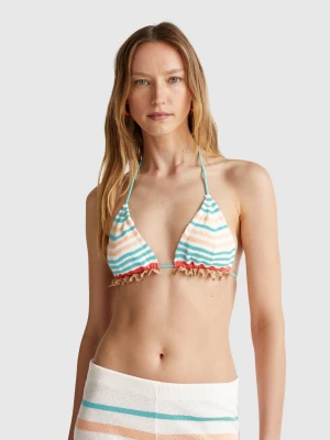 Benetton, Crochet Lace Triangle Bikini Top, Size: 1°, Aqua, Women United Colors of Benetton