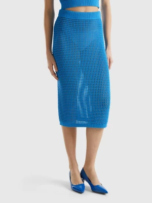 Benetton, Crochet Skirt, size L, Blue, Women United Colors of Benetton