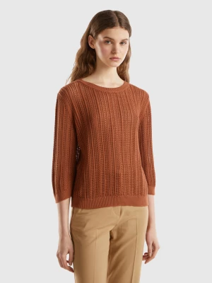 Benetton, Crochet Sweater, size XL, Brown, Women United Colors of Benetton