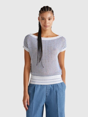 Benetton, Crochet Sweater, size XXS, White, Women United Colors of Benetton