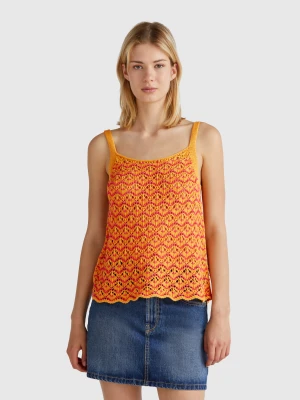 Benetton, Crochet Tank Top, size XS, Yellow, Women United Colors of Benetton