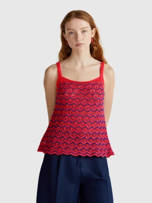 Benetton, Crochet Tank Top, size L, Cyclamen, Women United Colors of Benetton
