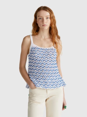 Benetton, Crochet Tank Top, size XXS, White, Women United Colors of Benetton