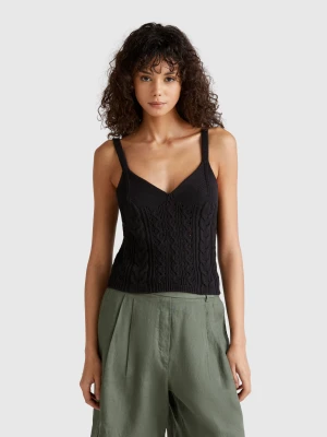 Benetton, Crochet Top, size XXS, Black, Women United Colors of Benetton