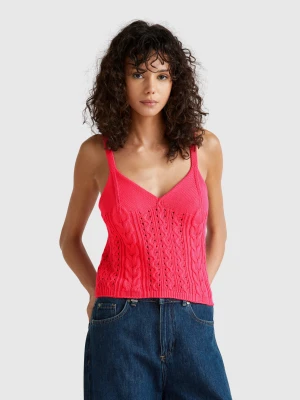 Benetton, Crochet Top, size XS, Cyclamen, Women United Colors of Benetton