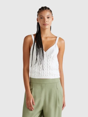 Benetton, Crochet Top, size XXS, White, Women United Colors of Benetton