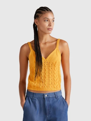 Benetton, Crochet Top, size XXS, Yellow, Women United Colors of Benetton