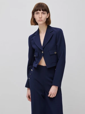 Benetton, Cropped Blazer, Dark Blue, Women United Colors of Benetton