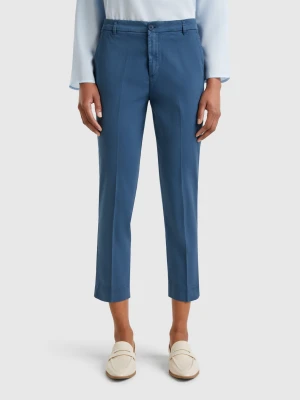 Benetton, Cropped Chinos In Stretch Cotton, size , Air Force Blue, Women United Colors of Benetton