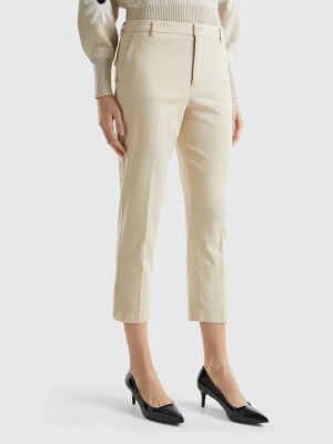 Benetton, Cropped Chinos In Stretch Cotton, size , Beige, Women United Colors of Benetton