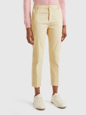 Benetton, Cropped Chinos In Stretch Cotton, size , Beige, Women United Colors of Benetton