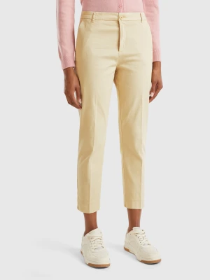 Benetton, Cropped Chinos In Stretch Cotton, size , Beige, Women United Colors of Benetton