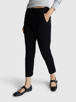 Benetton, Cropped Chinos In Stretch Cotton, size , Black, Women United Colors of Benetton