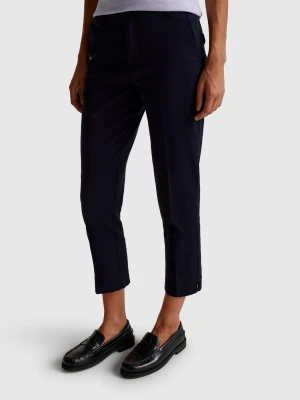 Benetton, Cropped Chinos In Stretch Cotton, size , Dark Blue, Women United Colors of Benetton