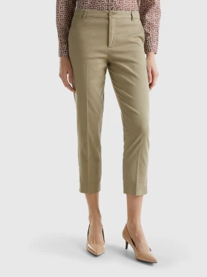 Benetton, Cropped Chinos In Stretch Cotton, size , Light Green, Women United Colors of Benetton