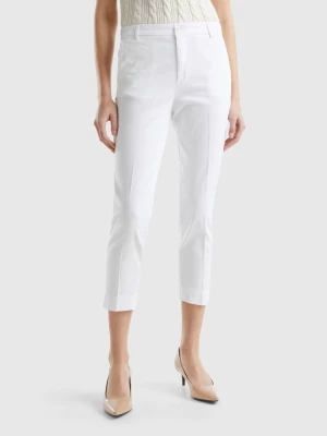 Benetton, Cropped Chinos In Stretch Cotton, size , White, Women United Colors of Benetton